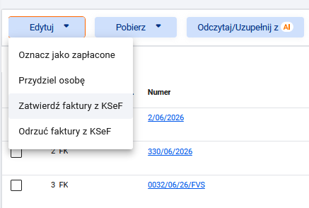 Akceptacja faktury z KSeF jednym kliknięciem